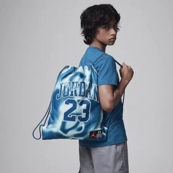 Jordan Drawstring Jersey Unisex Gym Sack Air Jumpman Blue White 9A0757 U1R - Picture 3 of 14
